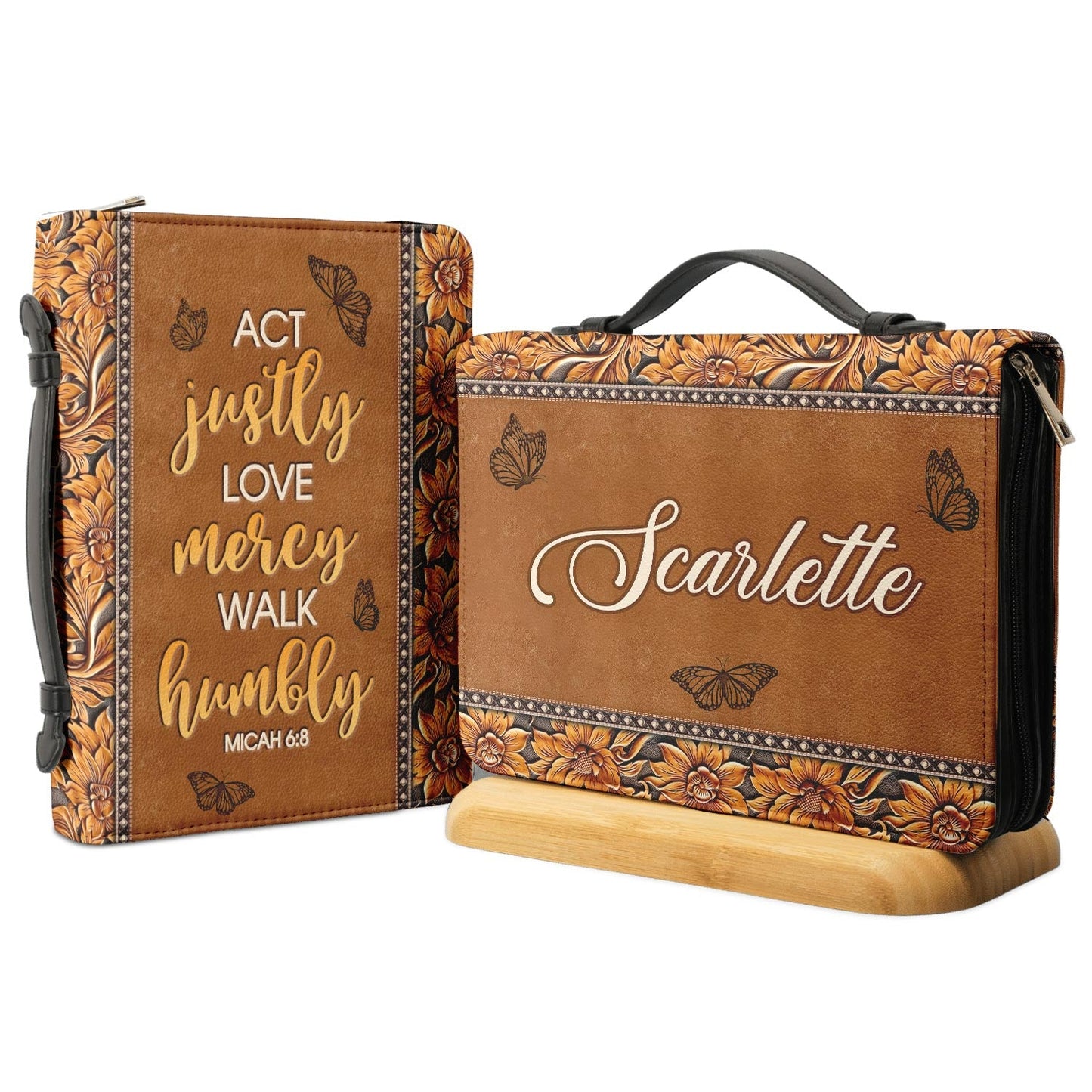 Act Justly Love Mercy Walk Humbly Micah 6 8 Personalized Bible Cover - Gift Bible Cover for Christians