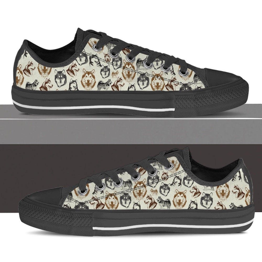 Alaskan Malamute Low Top Shoes - Low Top Sneaker, Dog Printed Shoes, Canvas Shoes For Men, Women