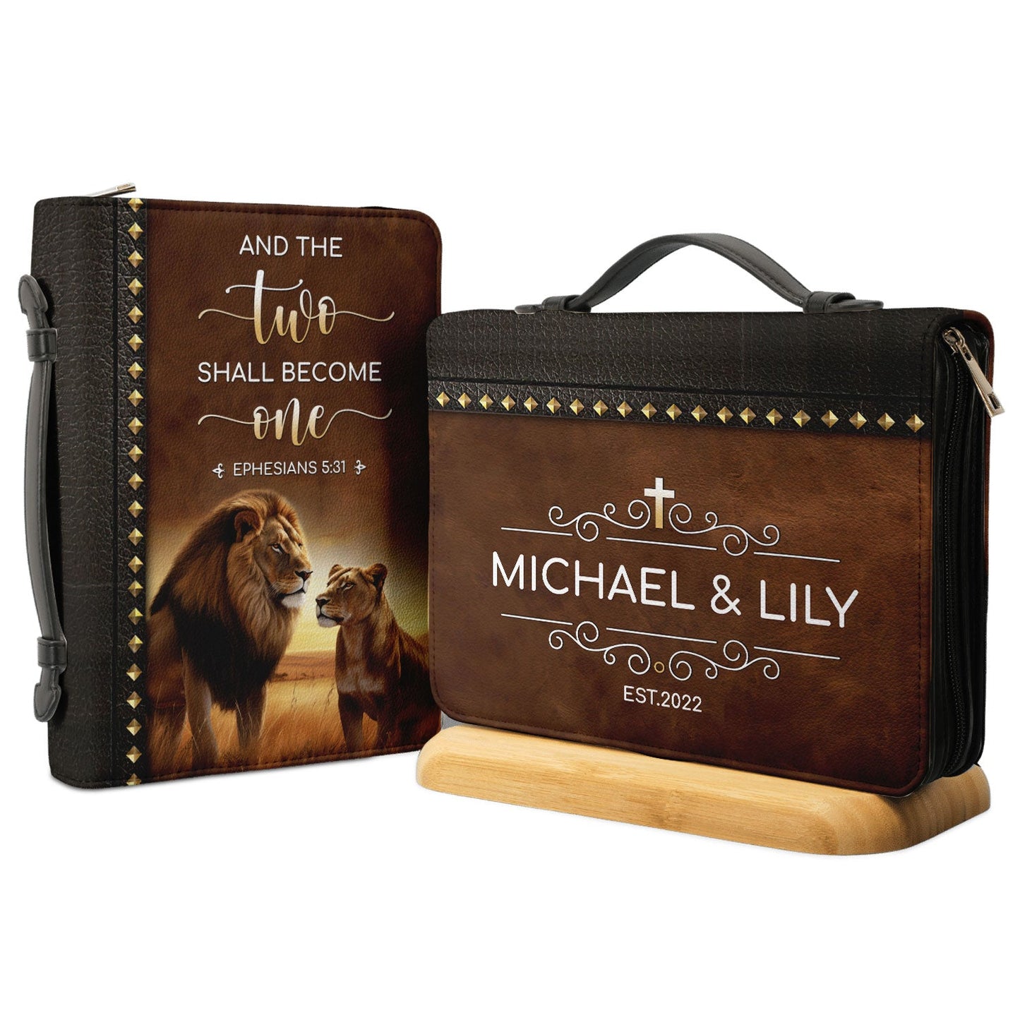 And The Two Shall Become One Ephesians 5 31 Personalized Bible Cover - Gift Bible Cover for Christians