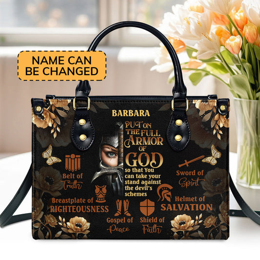 Armor Of God Custom Name Leather Handbags For Women