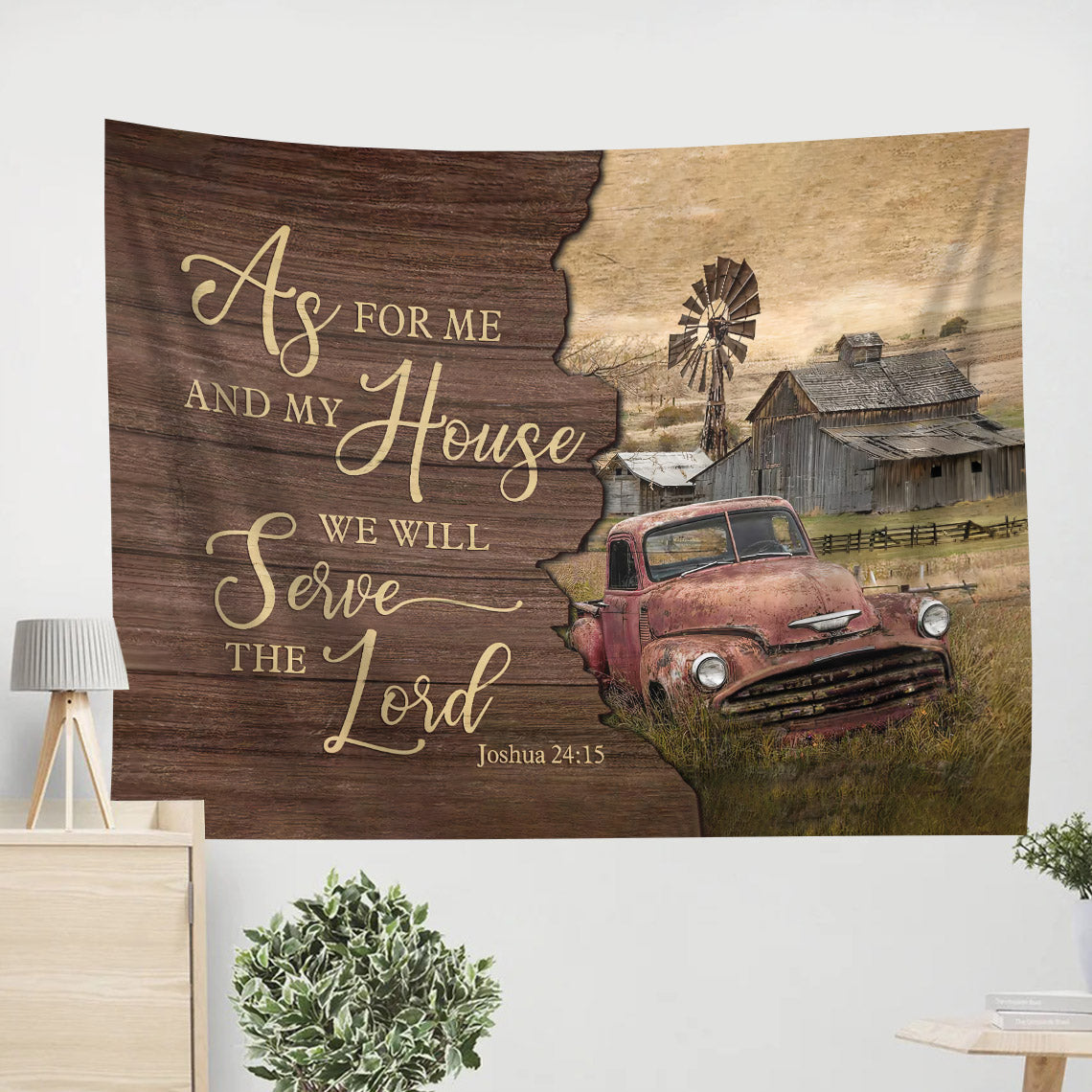 As For Me And My House We Will Serve The Lord Car Tapestry - Christian Tapestries - Wall Tapestry Bible Verse