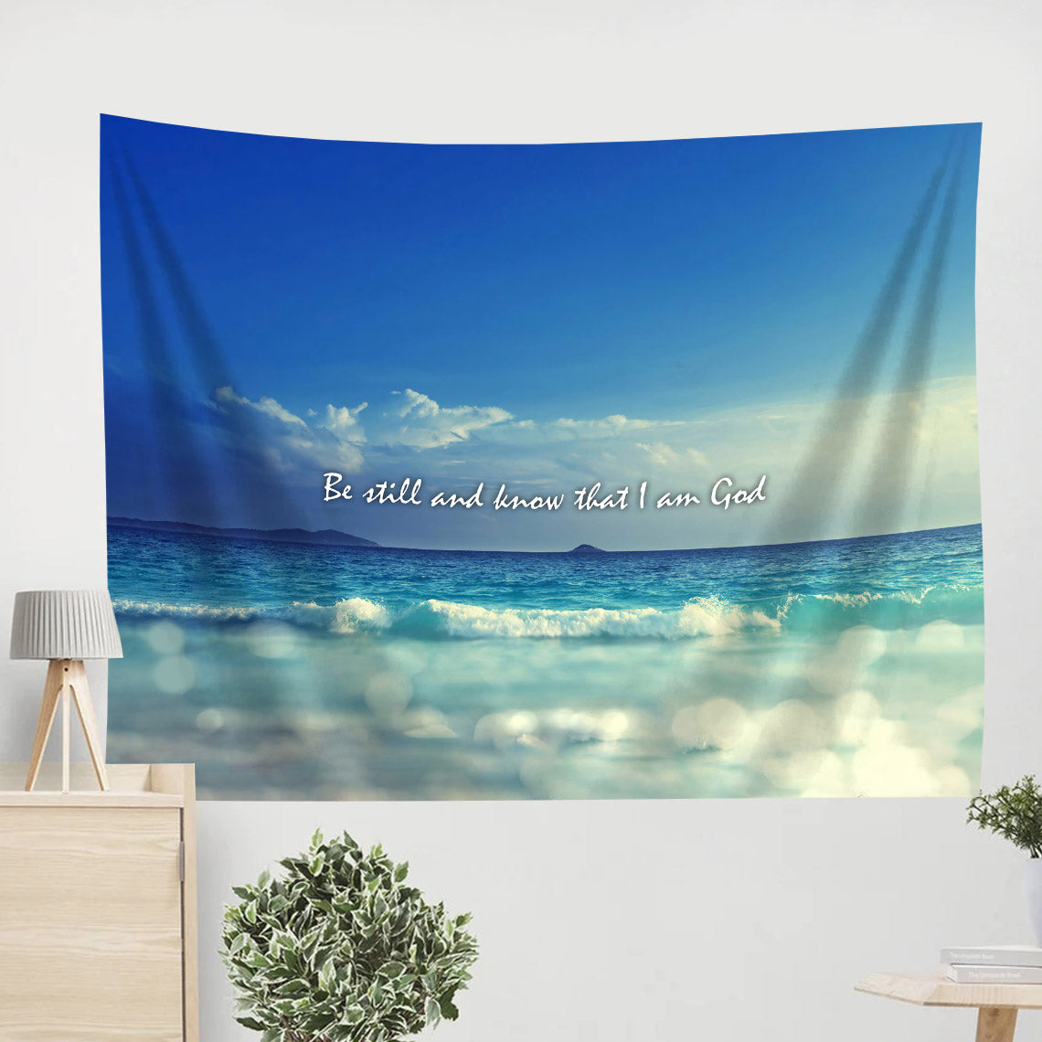 Be Still And Know That I Am God Tapestry - Christian Tapestries - Wall Tapestry Bible Verse