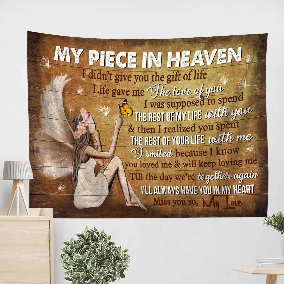Beautiful Angel My Piece In Heaven Tapestry - Bible Verse Tapestry