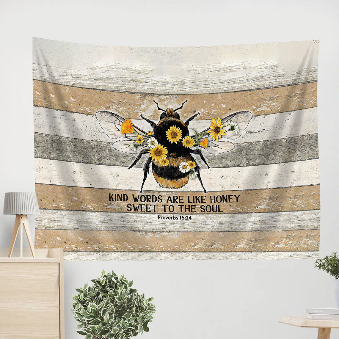 Bee Kind Words Are Like Honey Tapestry - Christian Wall Tapestries