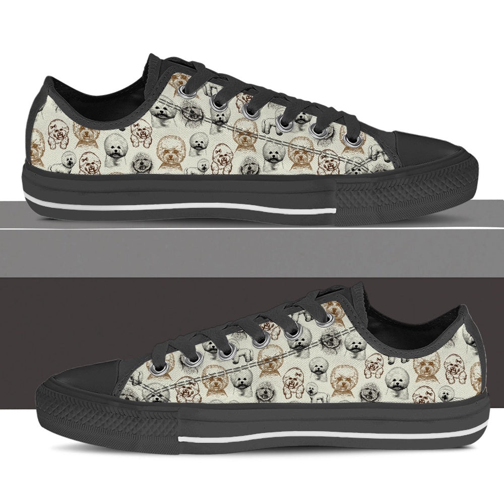 Bichon Friseâ´ Low Top Shoes - Low Top Sneaker, Dog Printed Shoes, Canvas Shoes For Men, Women