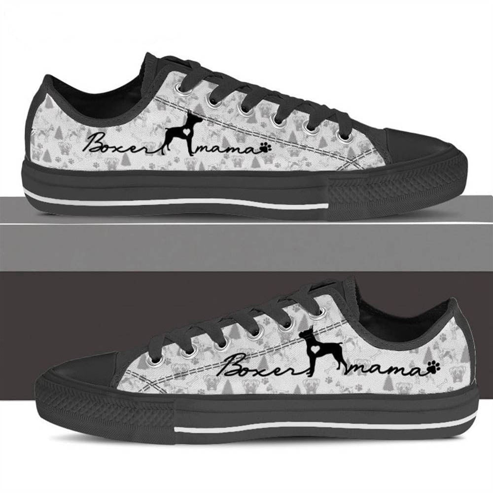 Boxer Low Top Shoes, Dog Printed Shoes, Canvas Shoes For Men, Women