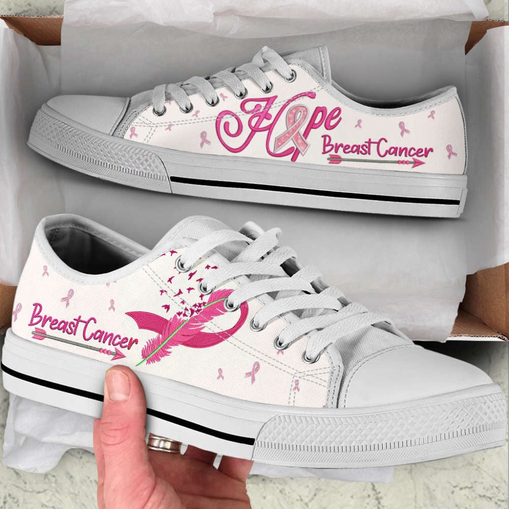 Breast Cancer Shoes Hope Low Top Shoes Canvas Shoes, Breast Cancer Awareness Shoes