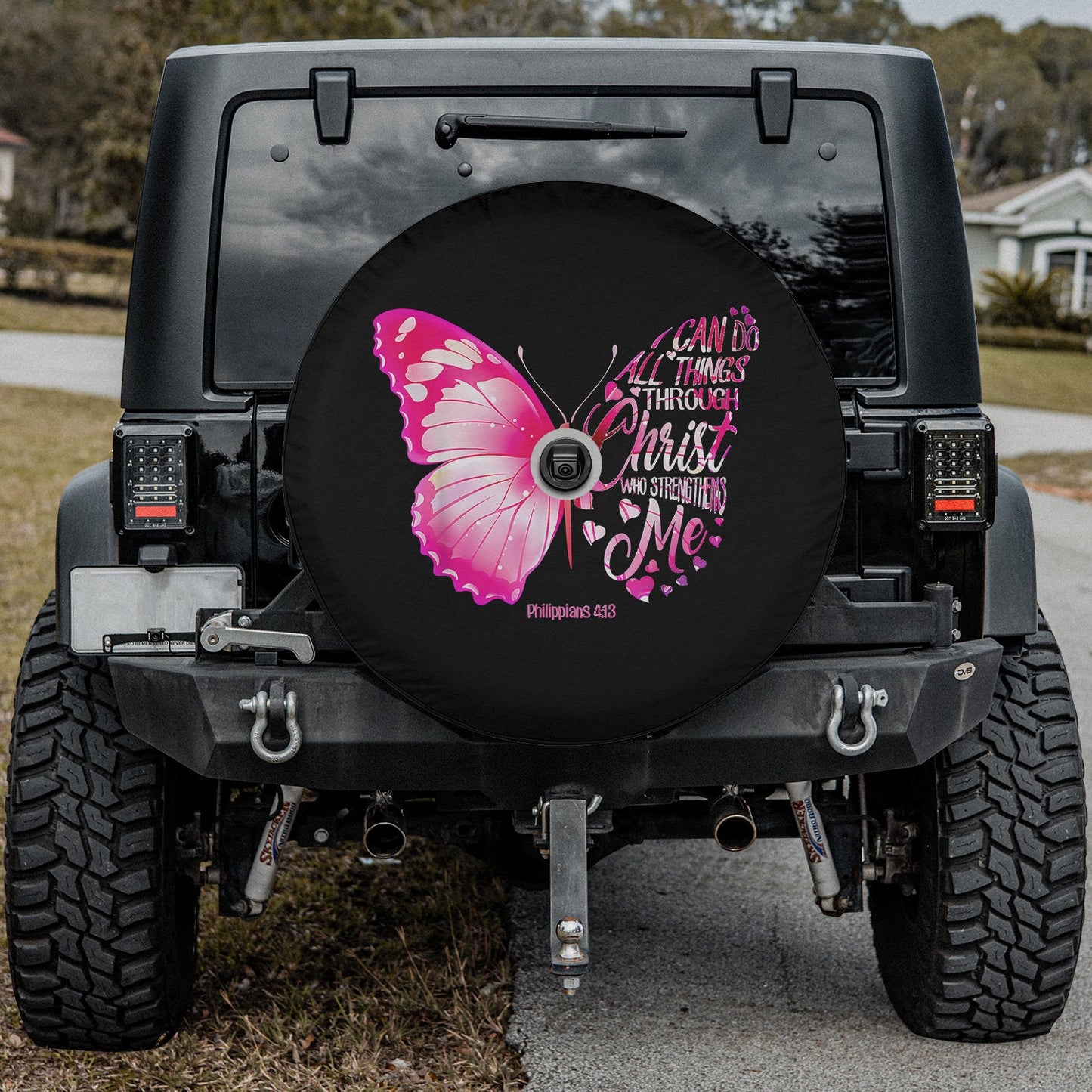 Butterfly I can do all things through christ Tire Cover - Christian Tire Cover