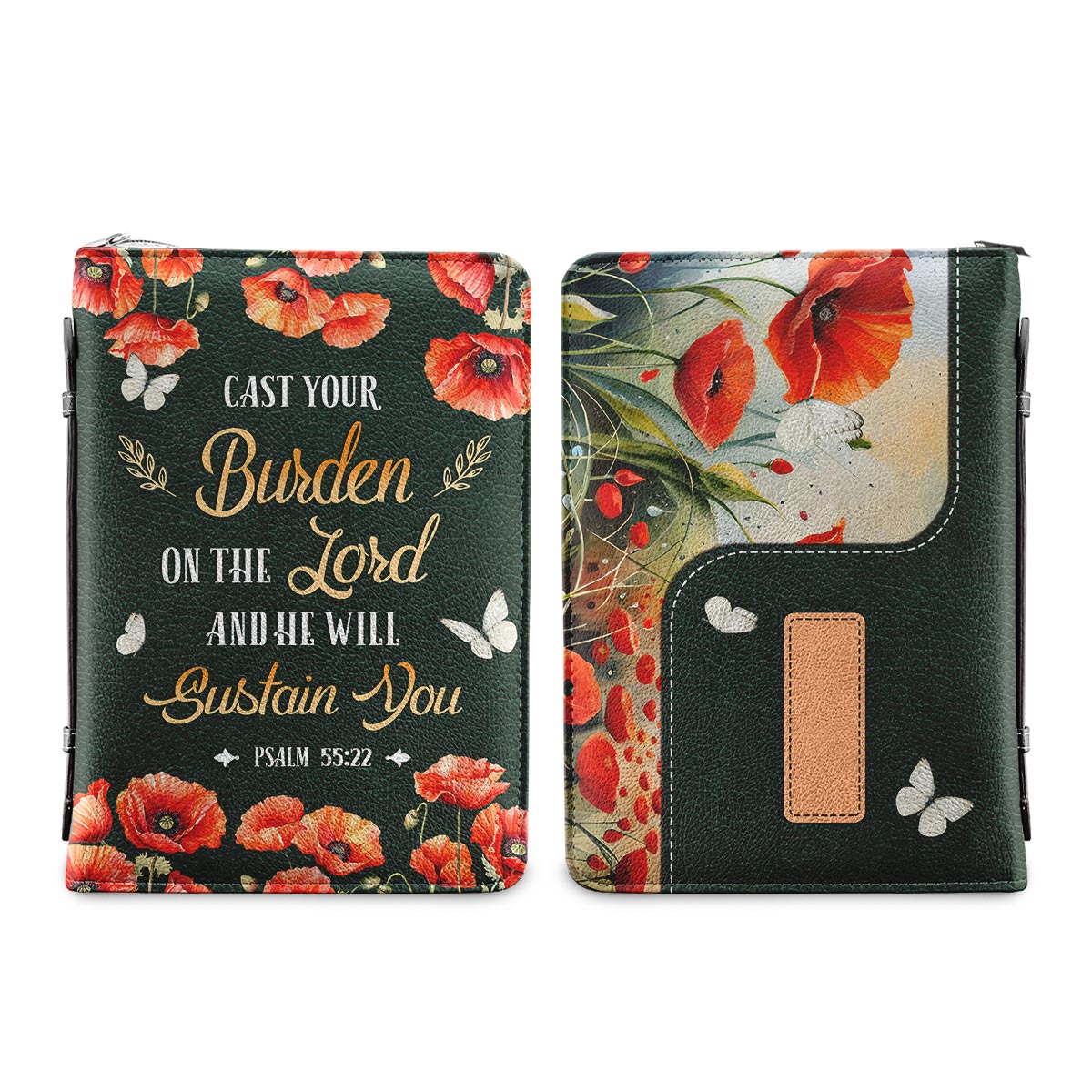 Cast Your Burden On The Lord And He Will Sustain You Psalm 55 22 Personalized Bible Covers - Custom Bible Case Christian Pastor