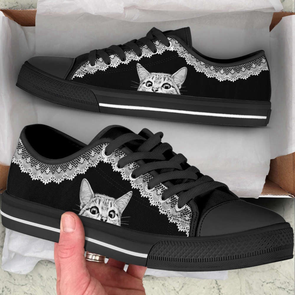 Cat Lover Shoes Lace Fabric Low Top Shoes Canvas Shoes Print Lowtop, Cat Canvas Shoes