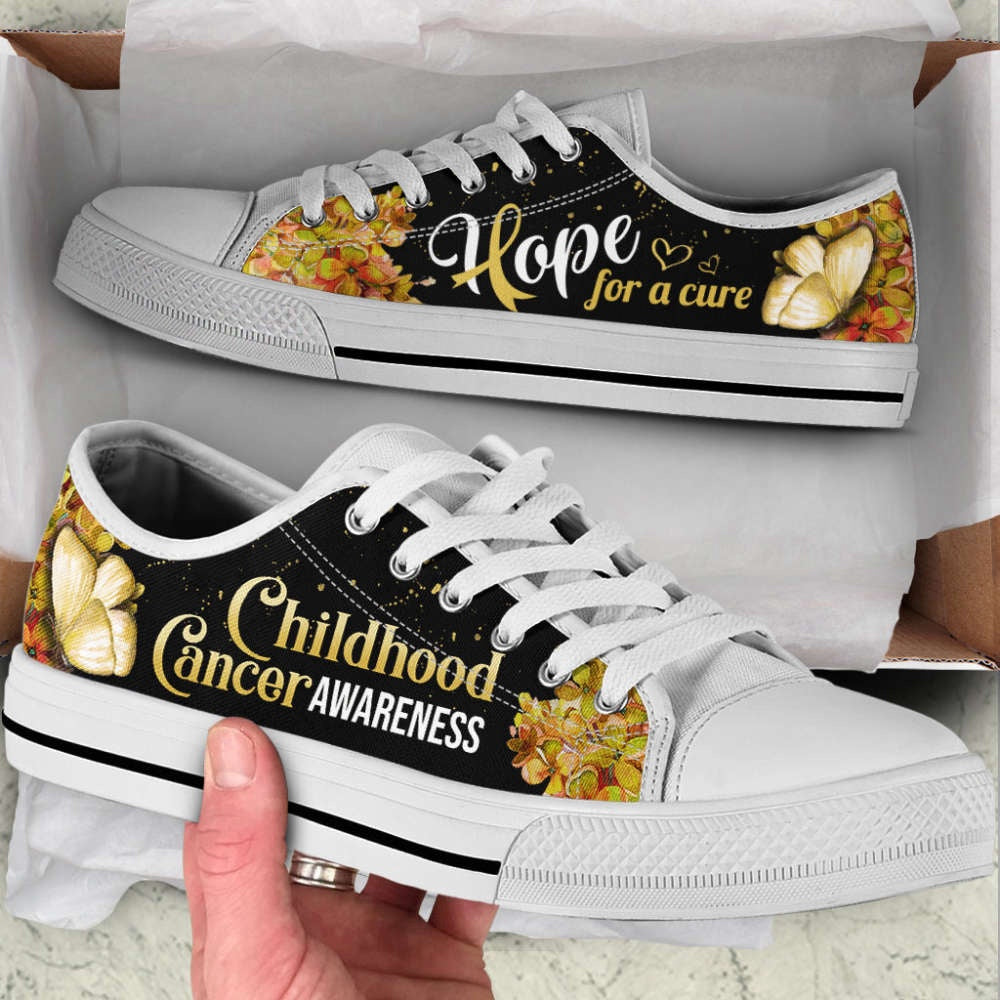 Childhood Cancer Shoes Hope For A Cure Low Top Shoes Canvas Shoes, Breast Cancer Awareness Shoes