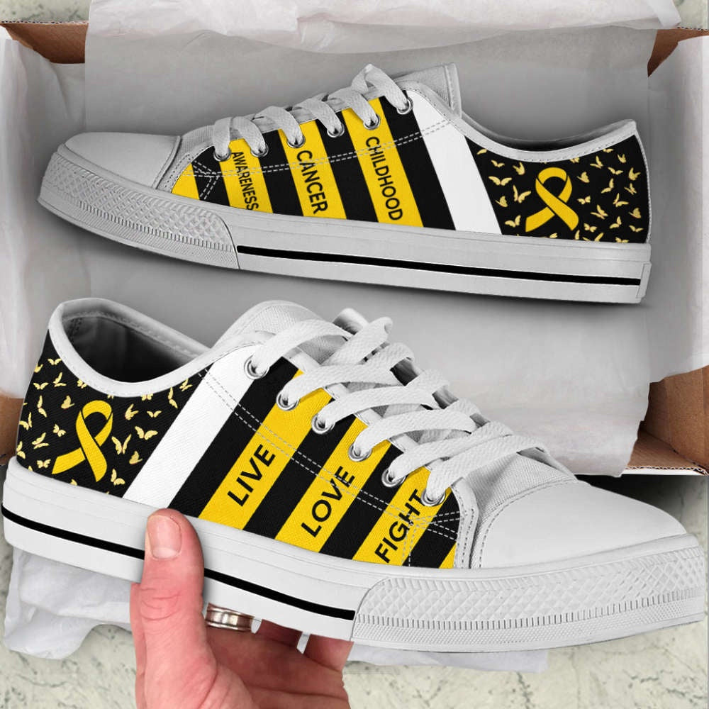 Childhood Cancer Shoes Plaid Low Top Shoes Canvas Shoes, Breast Cancer Awareness Shoes