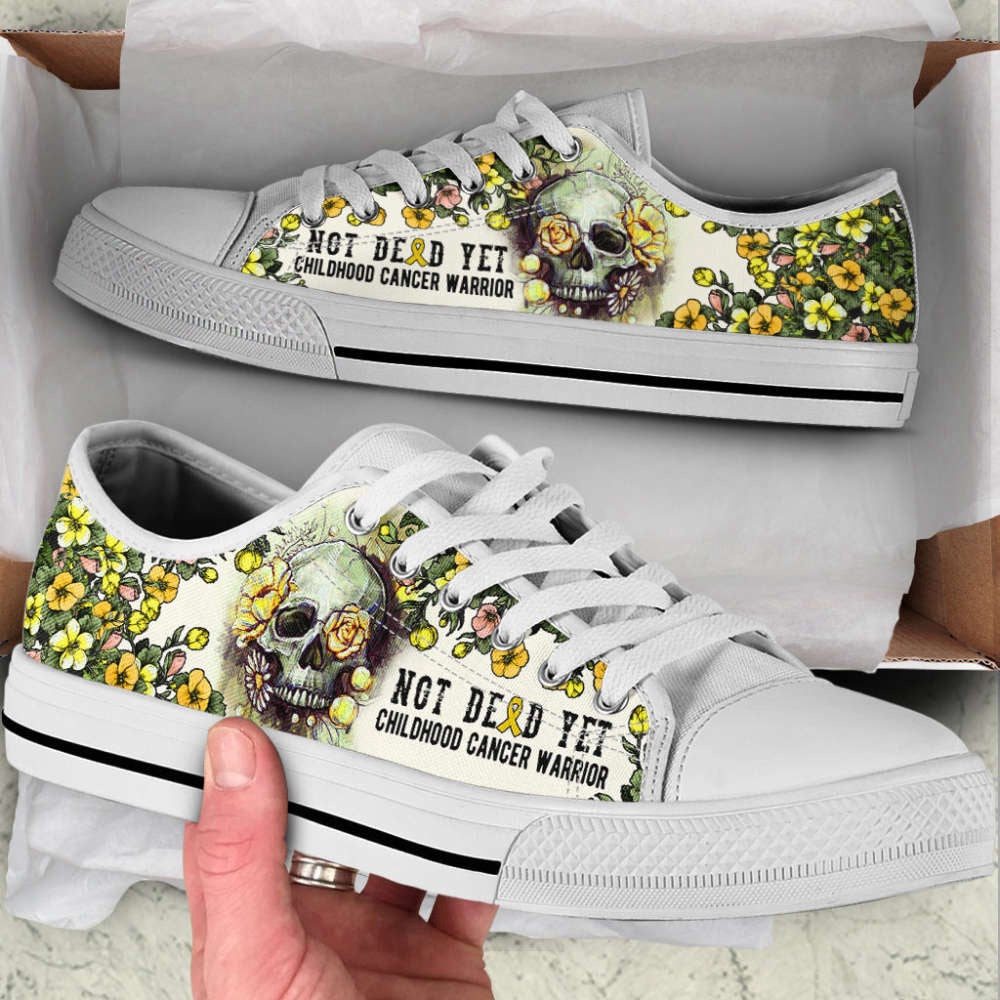 Childhood Cancer Shoes Rose Flowers Skull Low Top Shoes Canvas Shoes, Breast Cancer Awareness Shoes