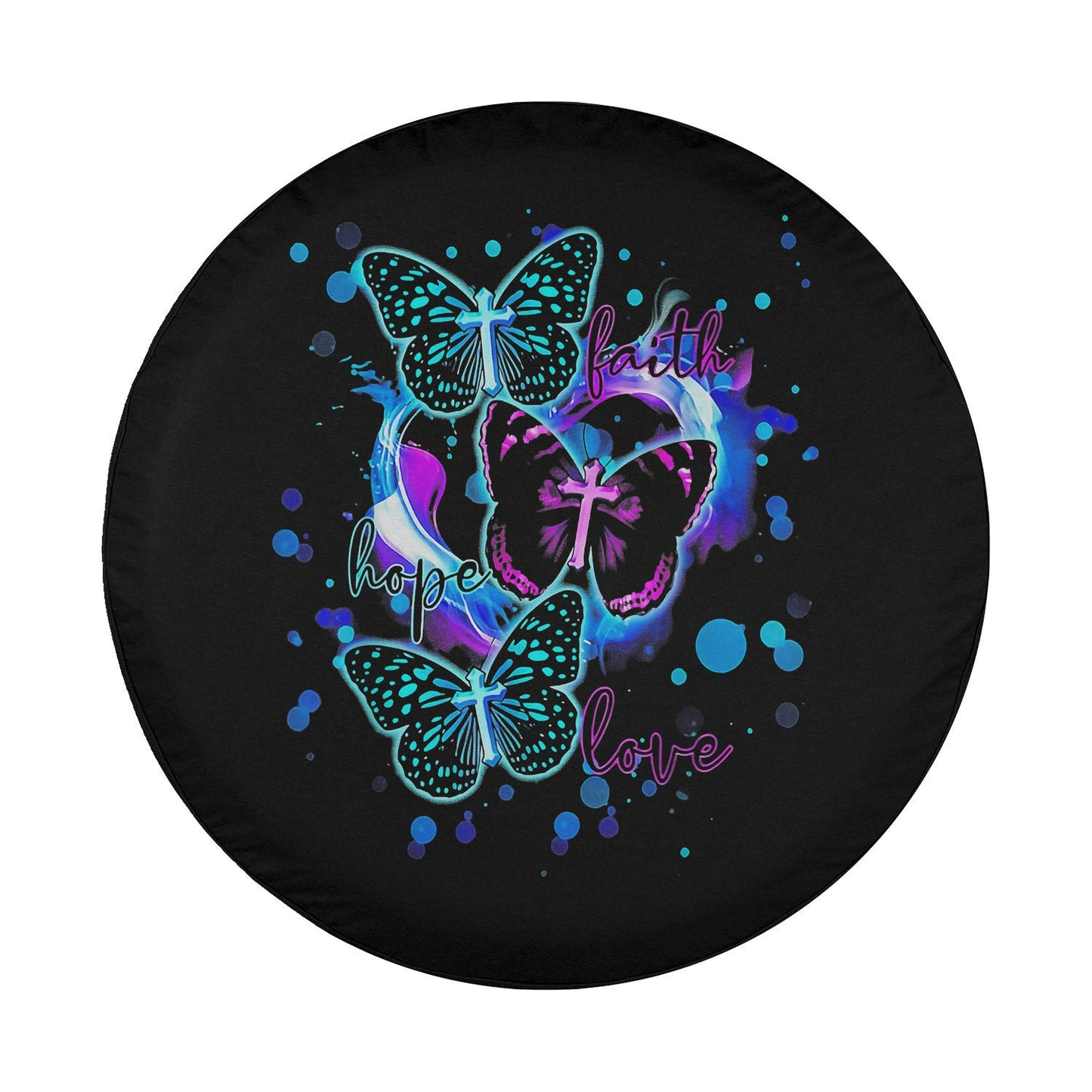 Christian Butterfly Cross Faith Hope Love Jesus Spare Tire Cover - Christian Tire Cover