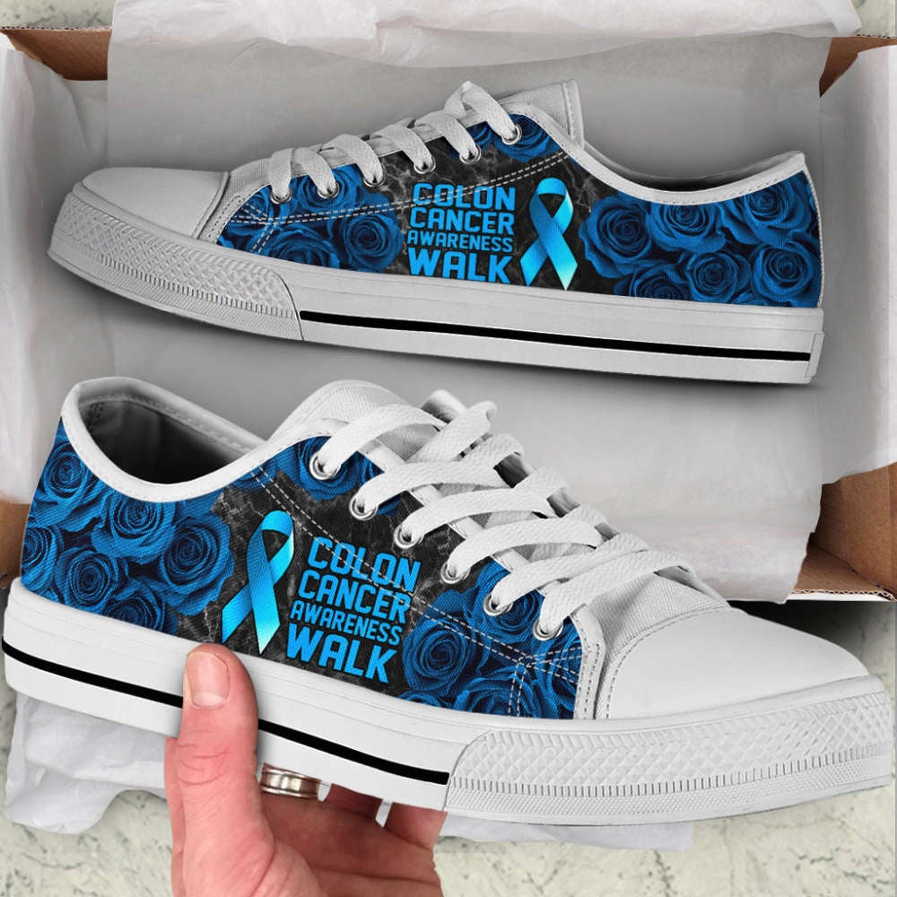 Colon Cancer Shoes Awareness Walk Low Top Shoes Canvas Shoes, Breast Cancer Awareness Shoes