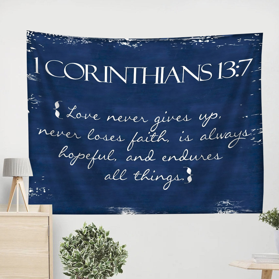 Corinthians Blue Tapestry - Christian Wall Tapestries