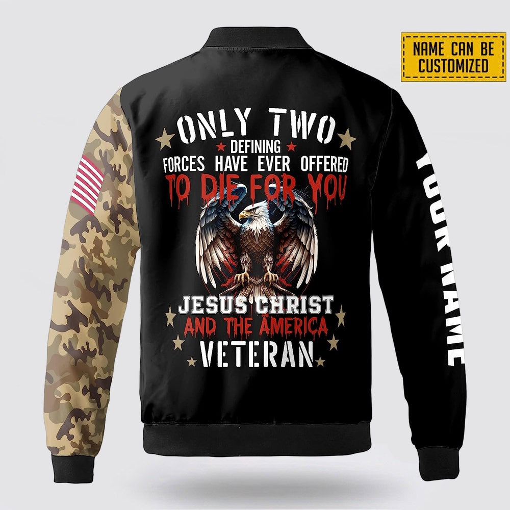 Custom Name Jesus Christ And The American Veteran Bomber Jacket