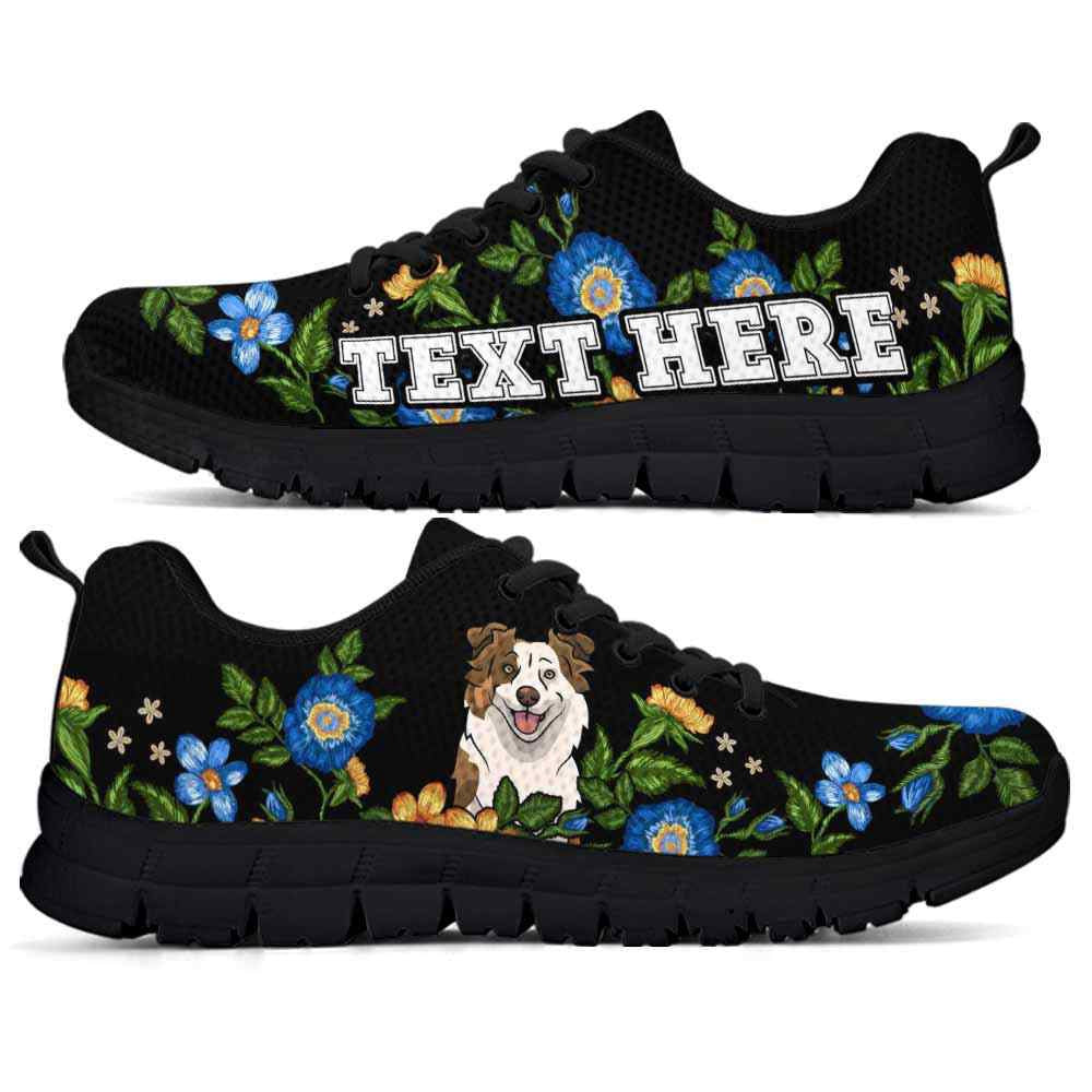 Custom Name Aussie Sneaker, Aussie Colorful Floral Flower Dog Lovers Sneakers Gym Running Shoes, Best Running Shoes