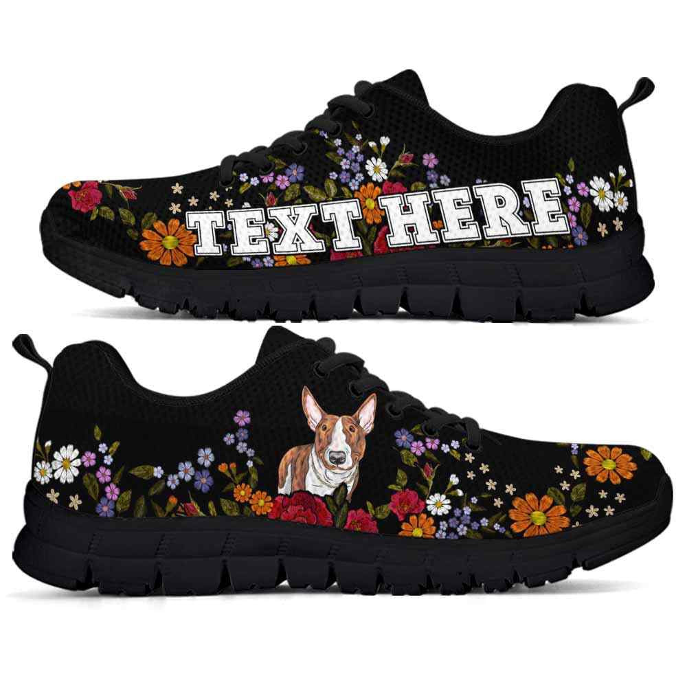 Custom Name Bull Terrier Sneaker, Bull Terrier Colorful Flower Floral Dog Lovers Sneakers Gym Running Shoes, Best Running Shoes