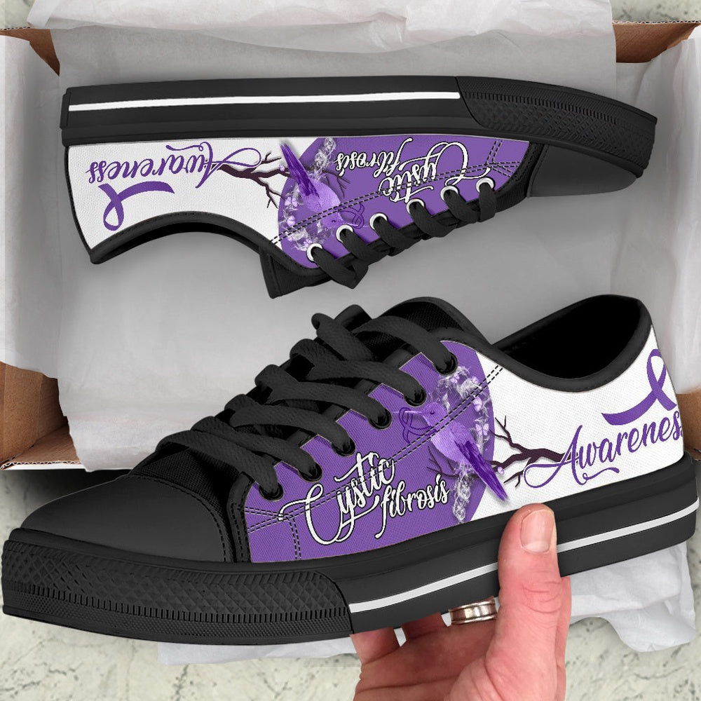 Cystic Fibrosis Shoes Hummingbird Low Top Shoes, Breast Cancer Awareness Shoes