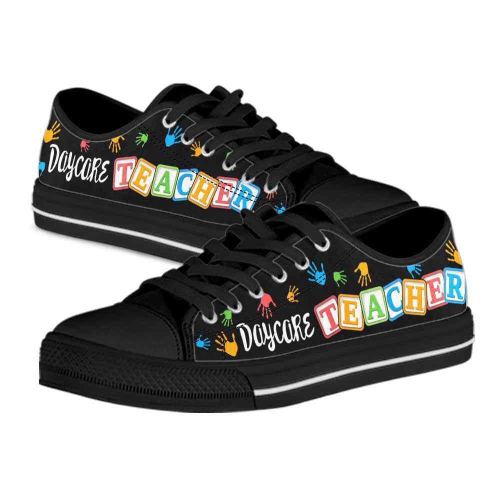 Daycare Teacher Colorful Hands Alphabet Low Top Shoes, Teacher Shoes, Low Top Sneakers