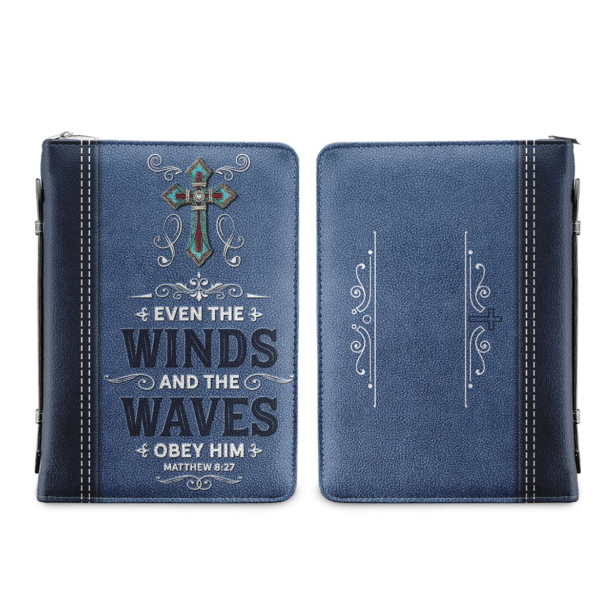 Even The Winds And The Waves Obey Him Matthew 8 27 Personalized Bible Covers - Custom Bible Case Christian Pastor