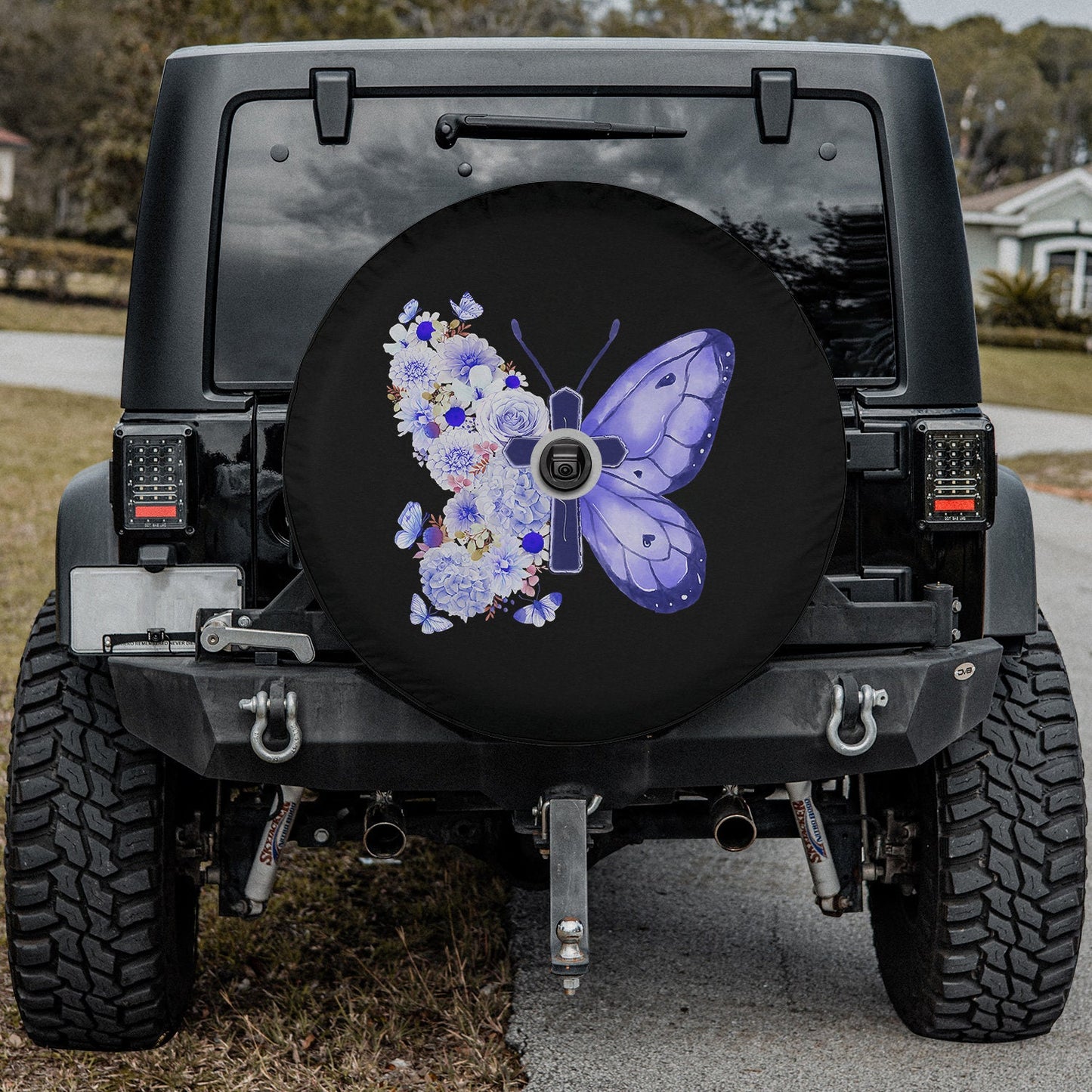 Faith Butterfly Christian Cross Jesus Christian Women Spare Tire Cover - Christian Tire Cover