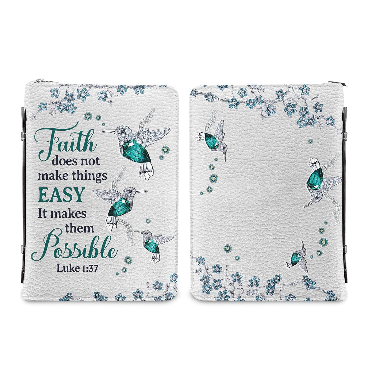 Faith Does Not Make Things Easy Luke 1 37 Hummingbird Jewelry Personalized Bible Covers - Custom Bible Case Christian Pastor