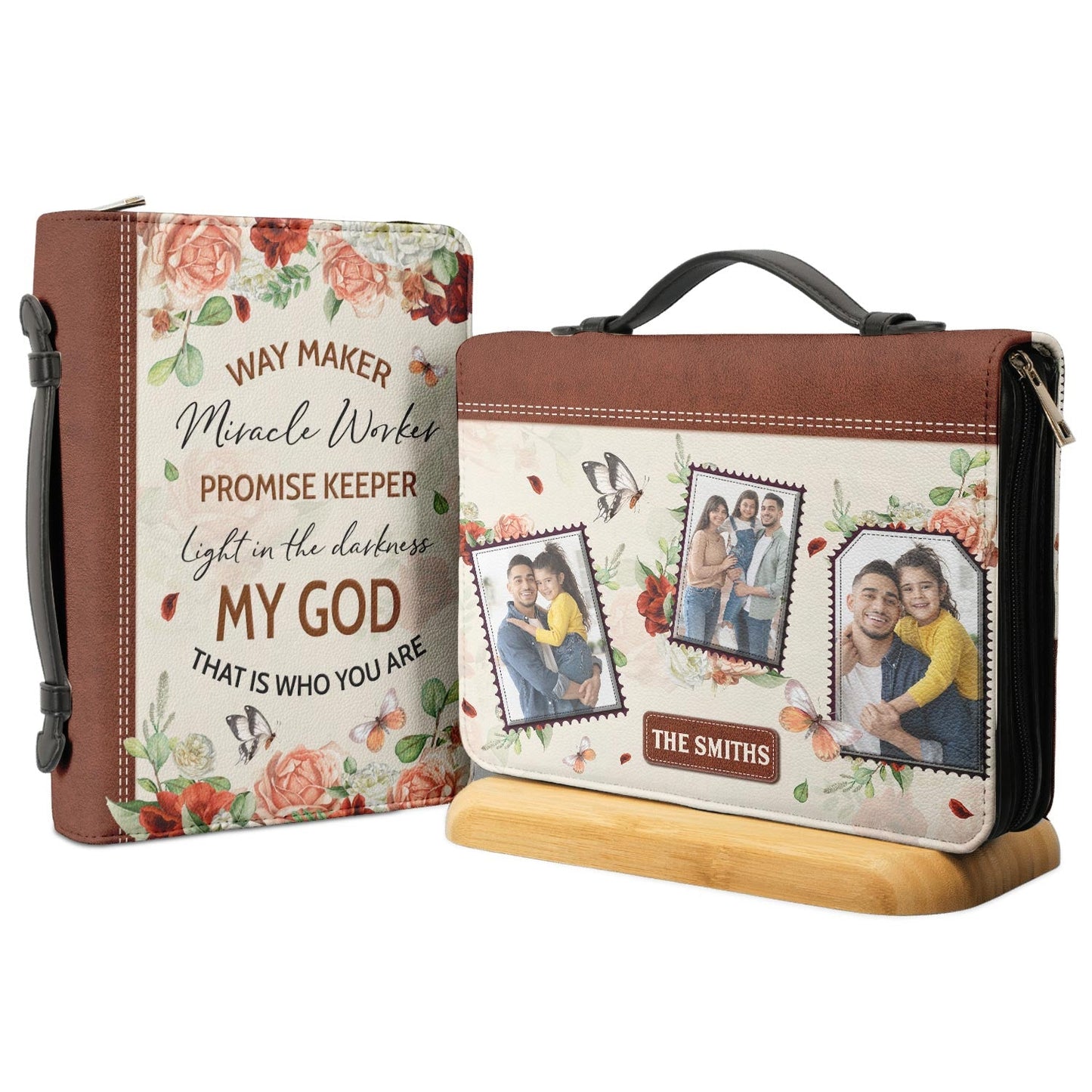 Faith Floral Butterfly Personalized Bible Covers - Custom Bible Case Christian Pastor