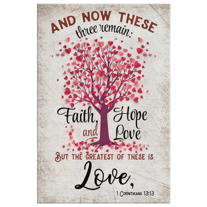 Faith Hope And Love 1 Corinthians 1313 Heart Tree Wall Art Canvas Print