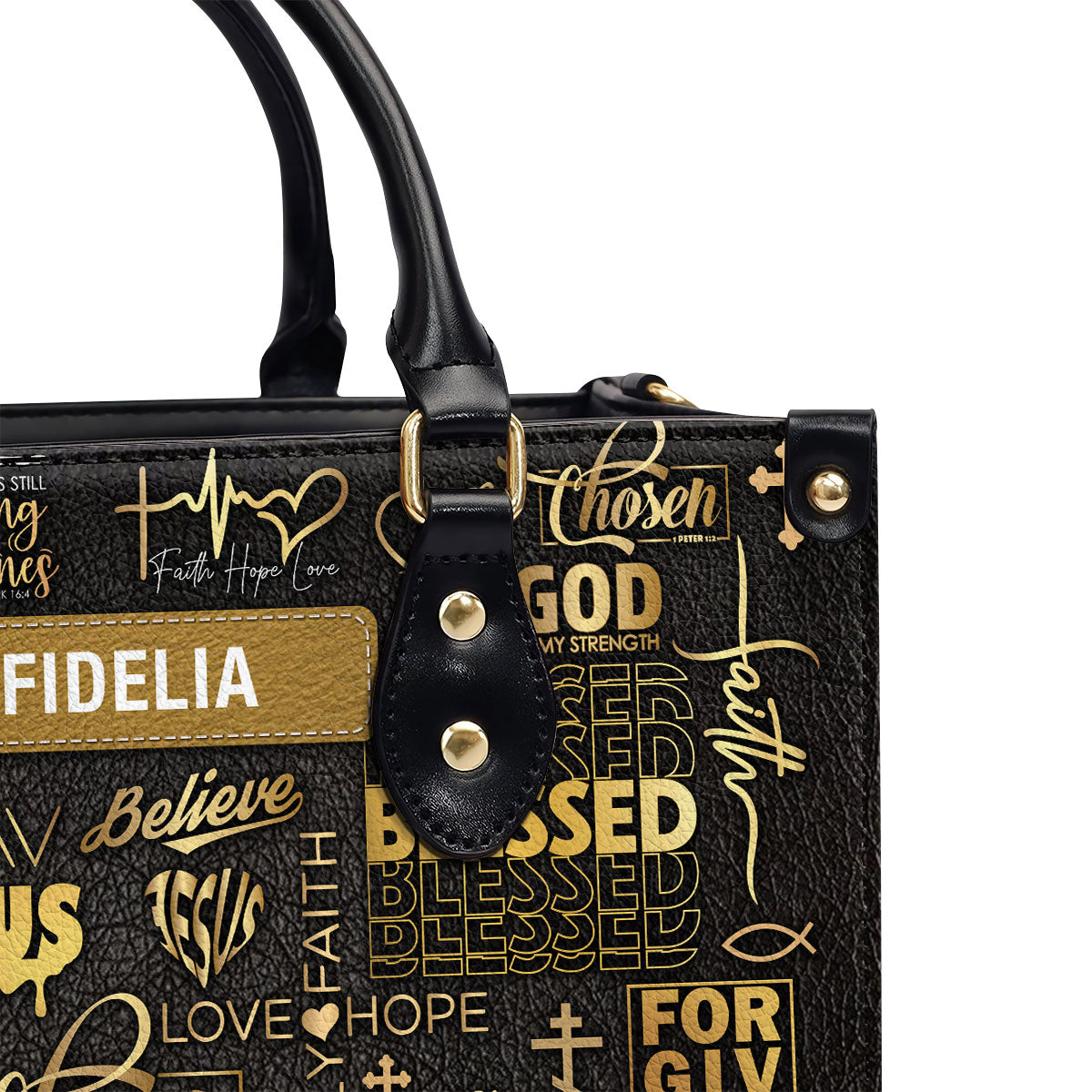 Faith Over Fear Pray Jesus Personalized Leather Handbag - Jesus Handbag