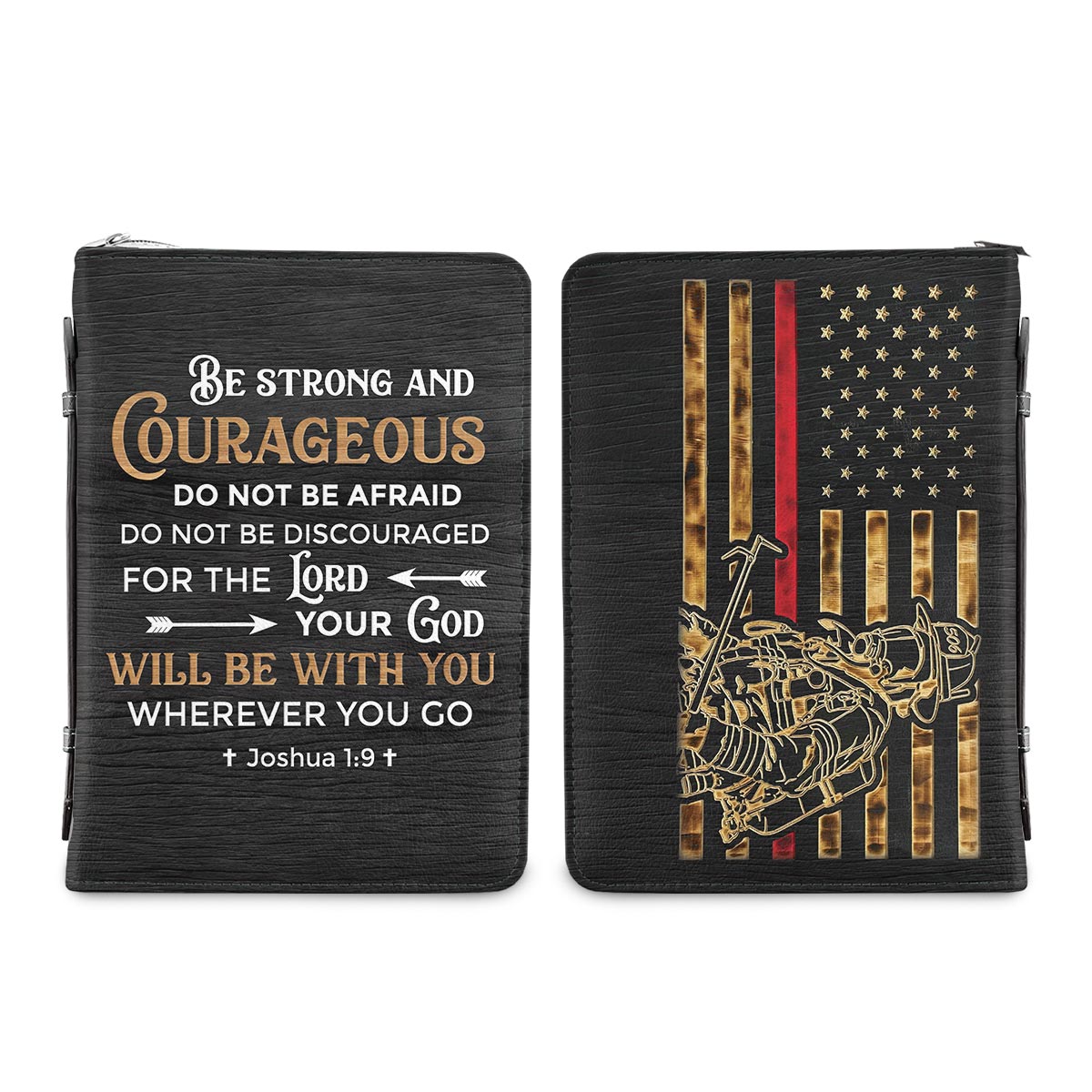 Firefighter Be Strong And Courageous Joshua 1 9 Personalized Bible Covers - Custom Bible Case Christian Pastor