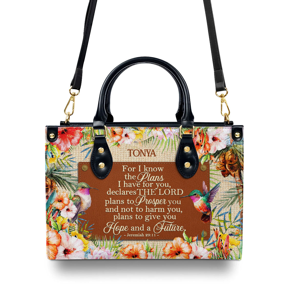 For I Know The Plans I Have For You Custom Name Leather Handbags For Women