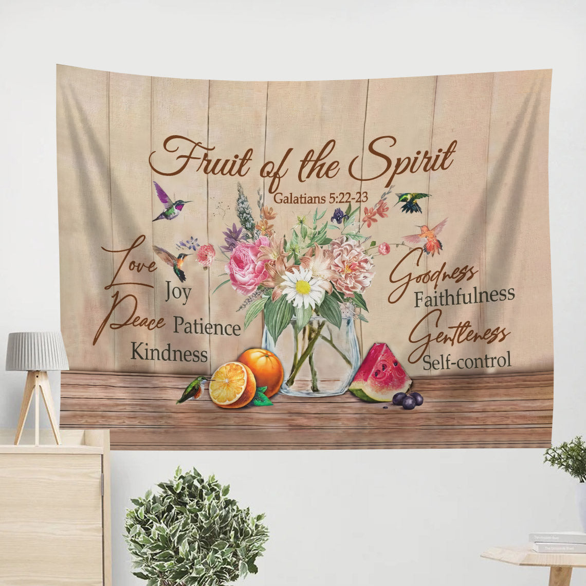 Fruit Of The Spirit Galatian 5 22 23 Tapestry - Christian Tapestries - Wall Tapestry Bible Verse