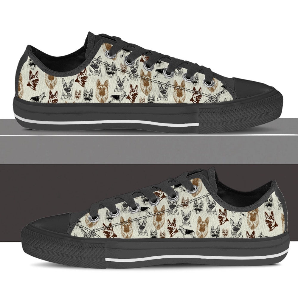 German Shepherd Low Top Shoes - Low Top Sneaker, Dog Printed Shoes, Canvas Shoes For Men, Women