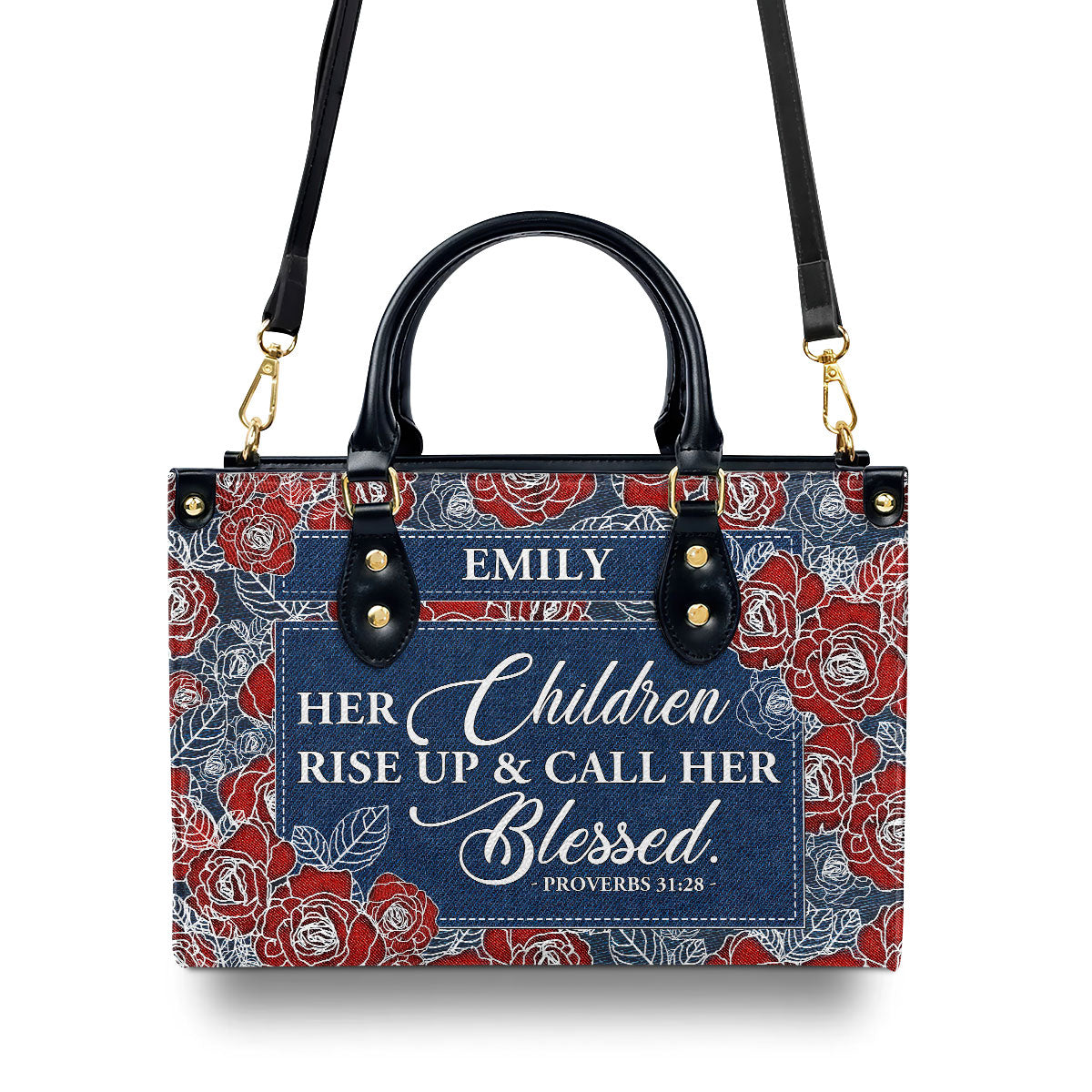 Her Children Rise Up & Call Her Blessed Custom Name Leather Handbags For Women