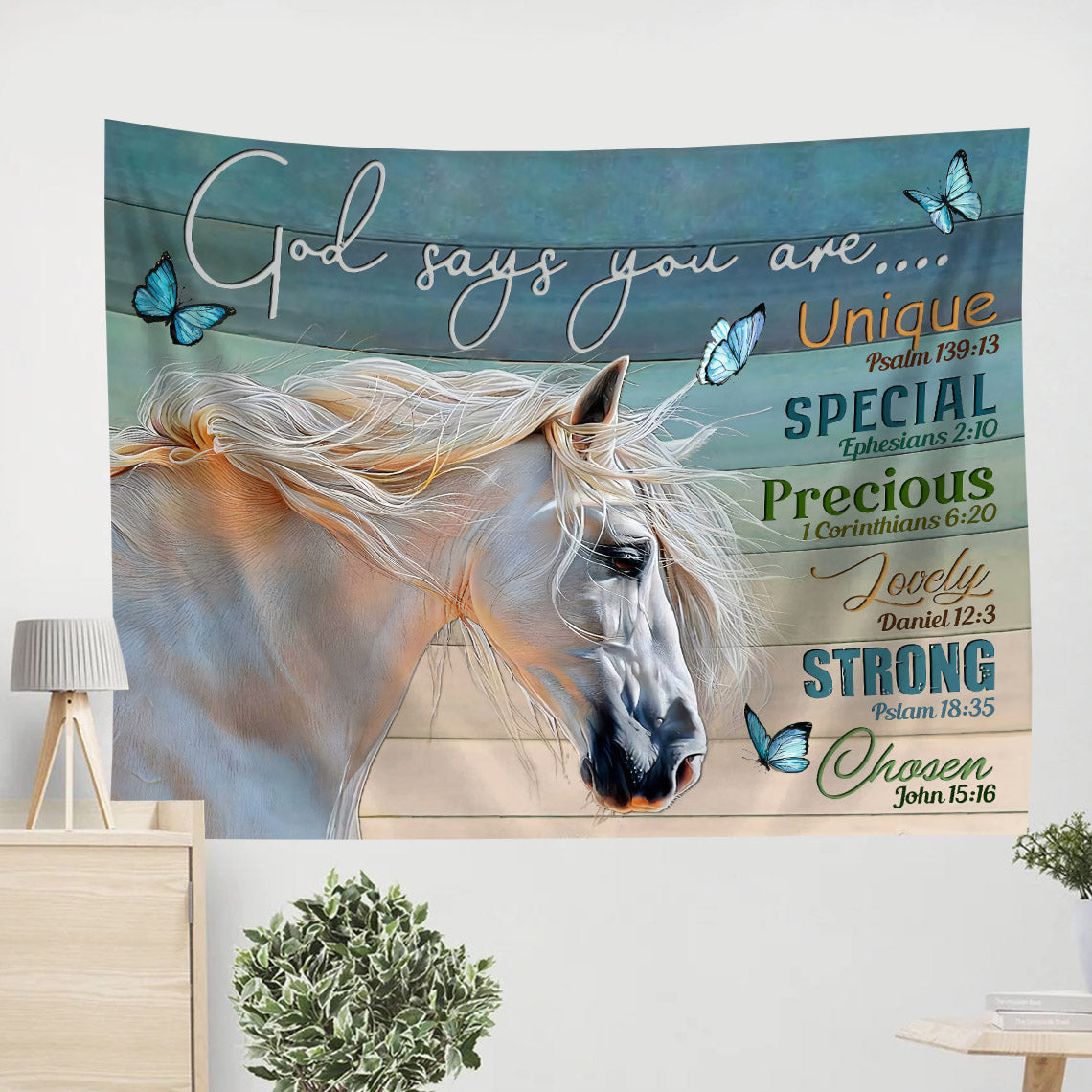 Horse God Says You Are Tapestry - Christian Tapestries - Wall Tapestry Bible Verse