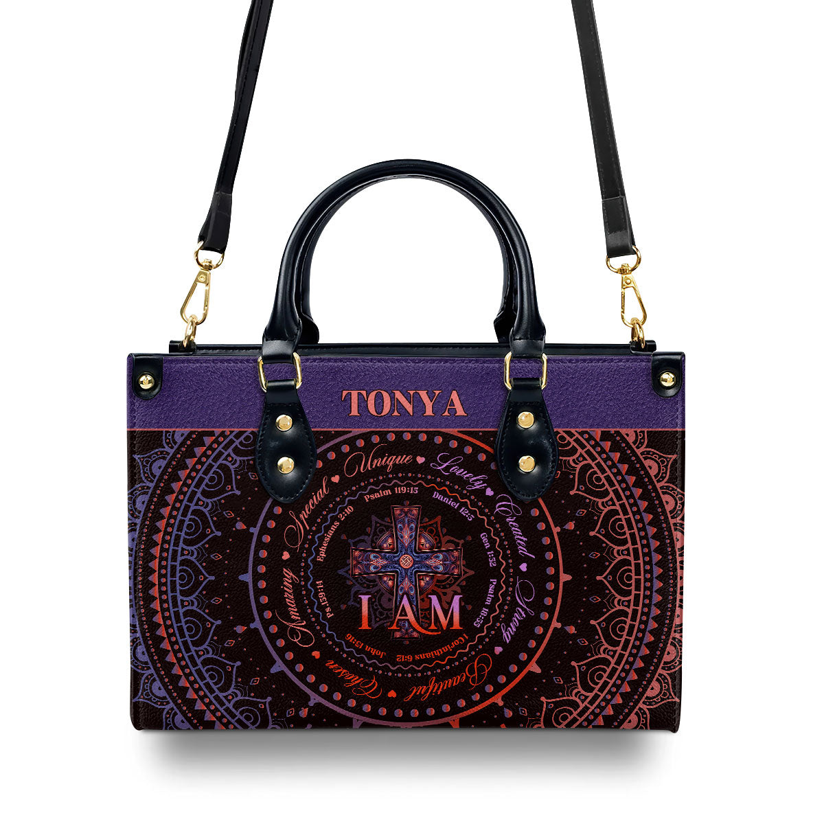 I Am Personalized Leather Handbag With Handle For Women