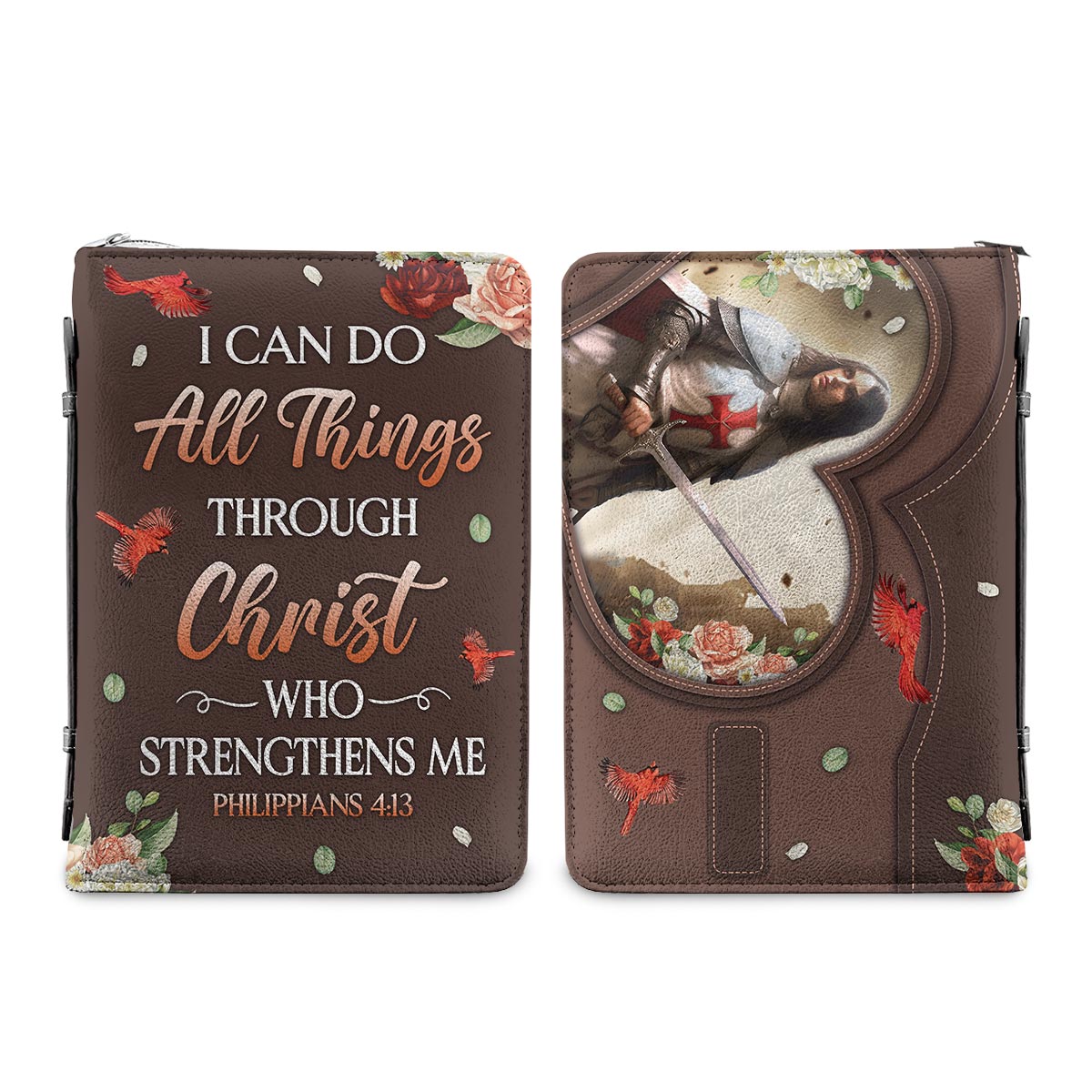 I Can Do All Things Through Christ Who Strengthens Me Philippians 4 13 Knights Templar Personalized Bible Covers for Women