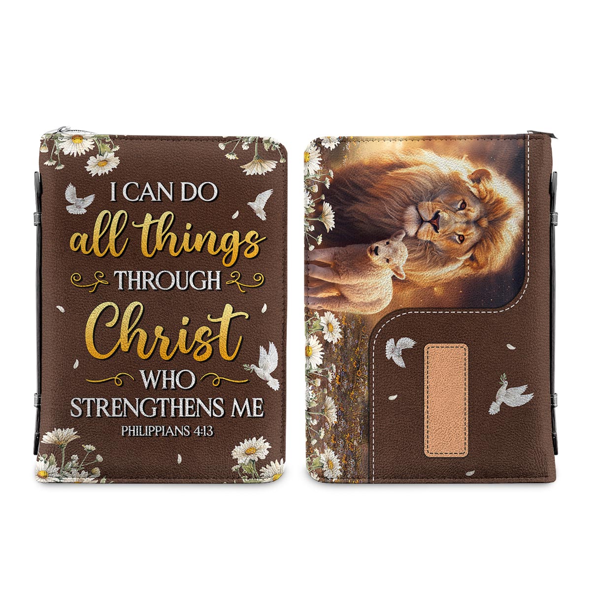 I Can Do All Things Through Christ Who Strengthens Me Philippians 4 13 Lion Lamb Personalized Bible Covers for Women