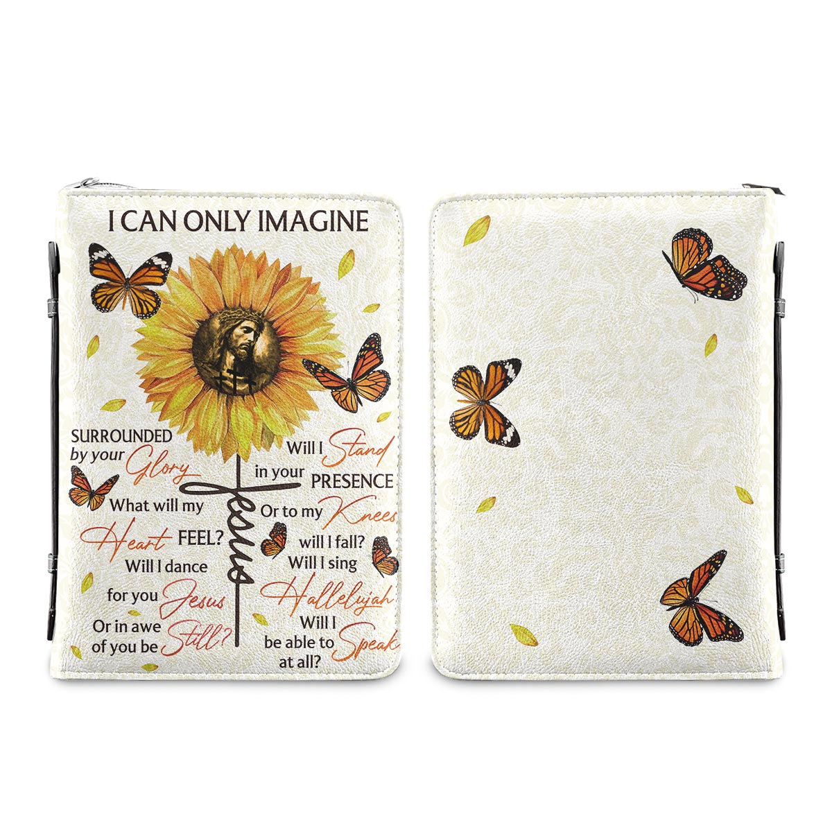 I Can Only Imagine Butterfly Sunflower Personalized Bible Case - Jesus Bible Cover