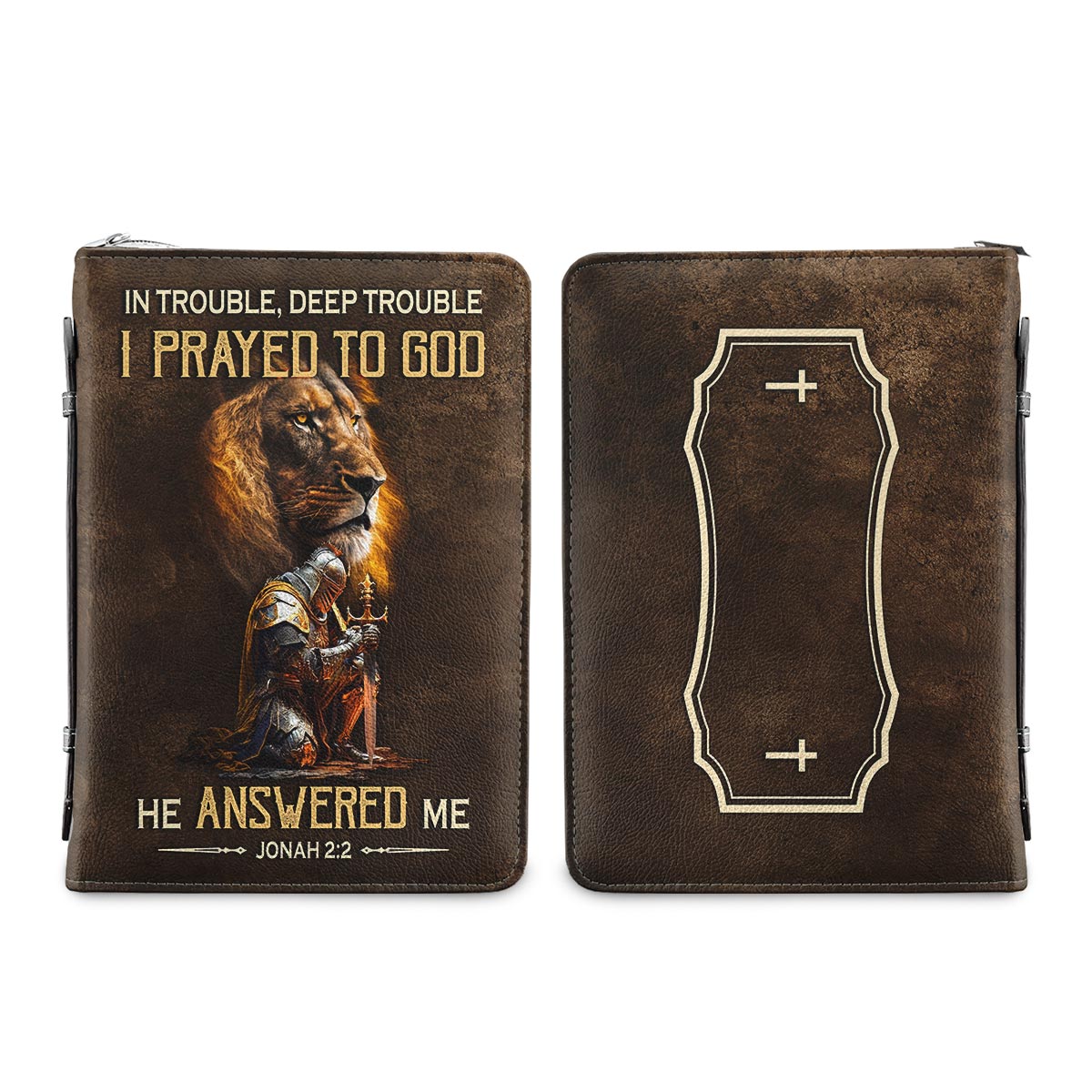 I Pray For God He Answered Me Jonah 2 2 Lion Warrior Personalized Bible Case - Jesus Bible Cover