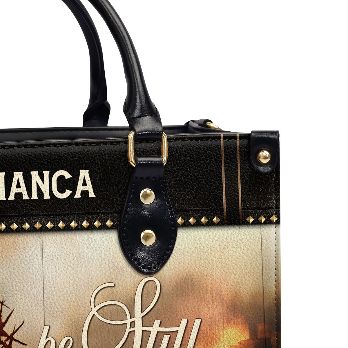 Jesus And Lion Be Still And Know That I Am God Personalized Leather Handbag - Jesus Handbag