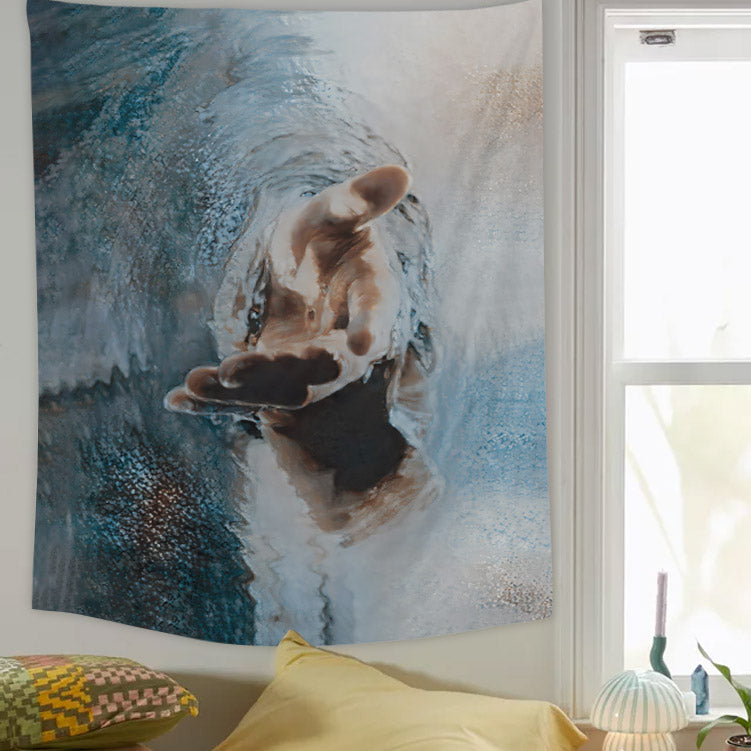 Jesus Give Me Your Hand Water Ocean Tapestry - Christian Tapestry - Bible Verse Tapestry