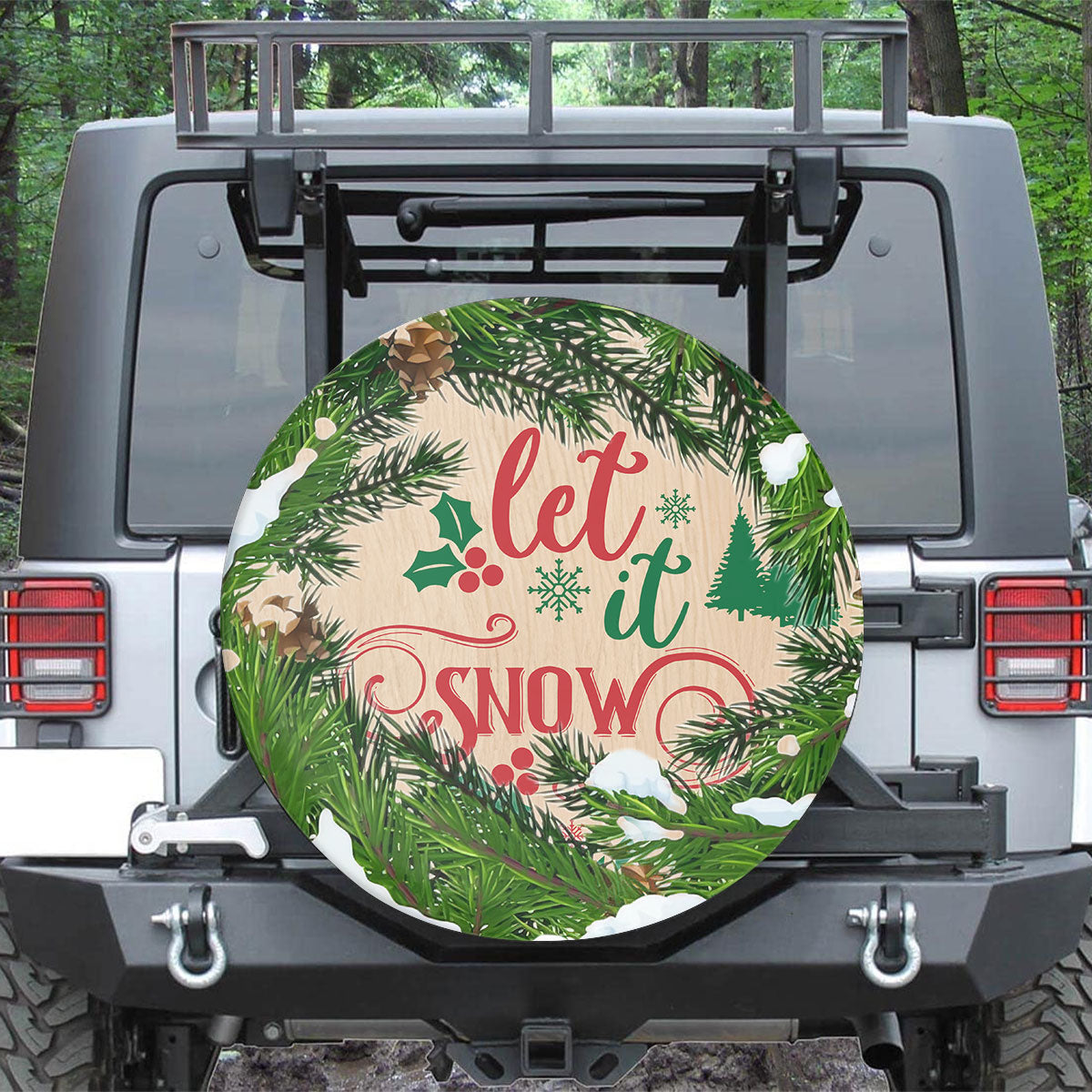 Let It Snow Christmas Wreath Spare Tire Cover - Christian Tire Cover