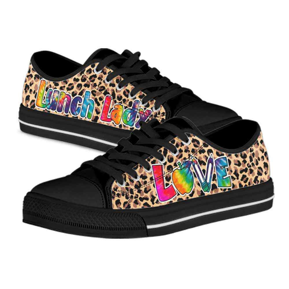 Lunch Lady Leopard Love Low Top Shoes, Teacher Shoes, Low Top Sneakers