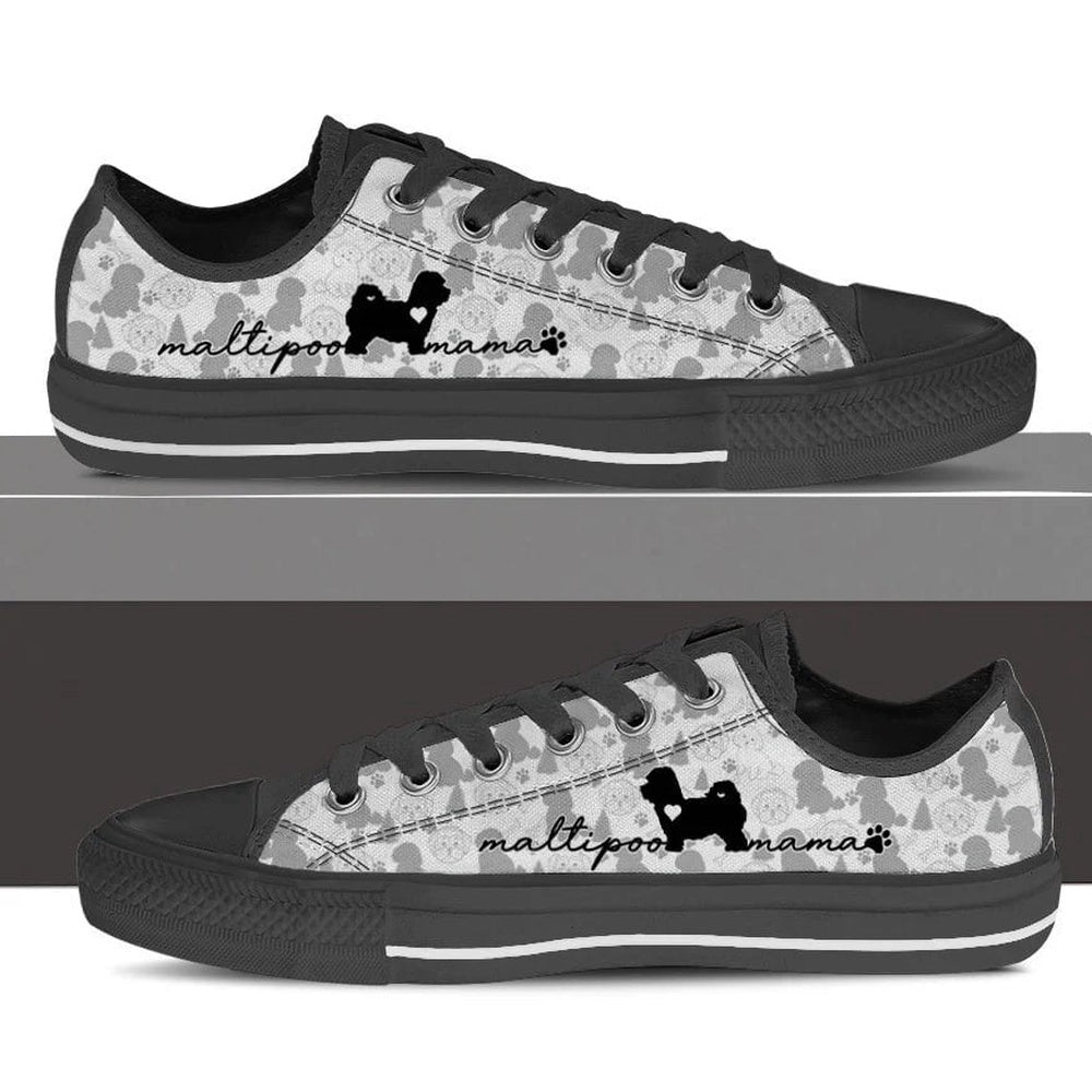 Maltipoo Low Top Shoes - Dog Walking Shoes Men Women, Dog Printed Shoes, Canvas Shoes For Men, Women