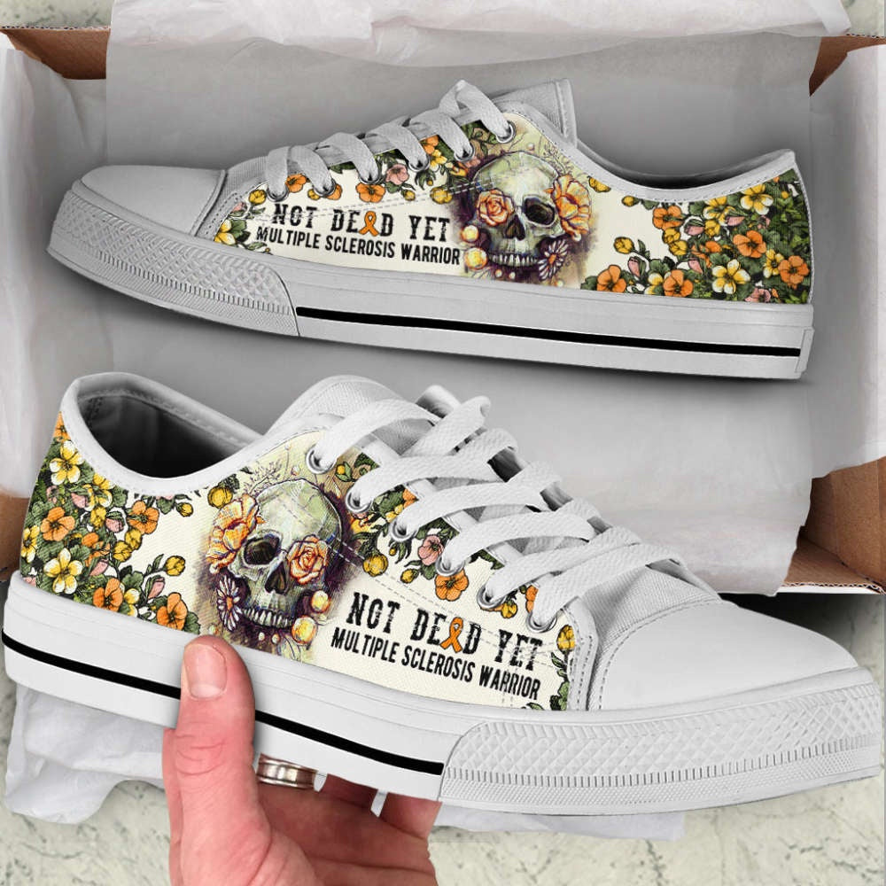 Multiple Sclerosis Shoes Rose Flowers Skull Low Top Shoes Canvas Shoes, Breast Cancer Awareness Shoes