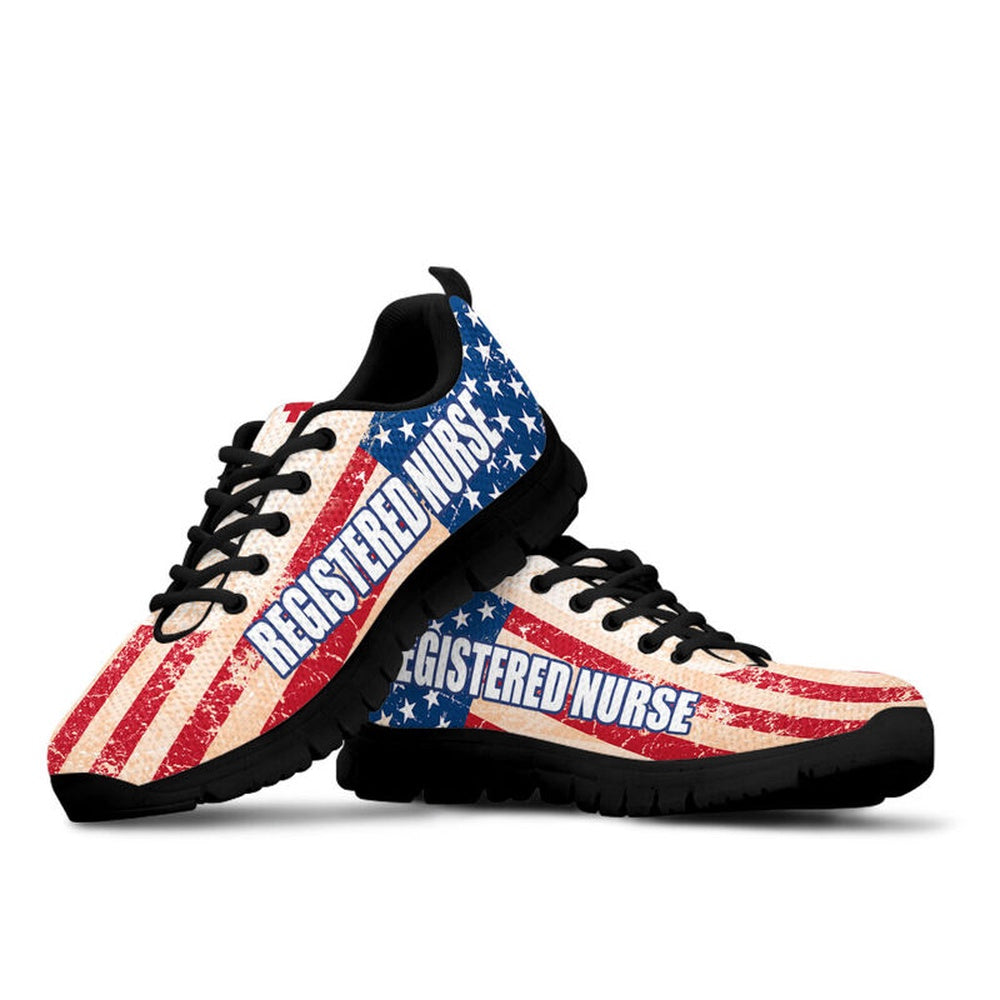 Nurse Sneaker, Registered Nurse Usa Flag Sneakers Shoes, Best Shoes For Nurses