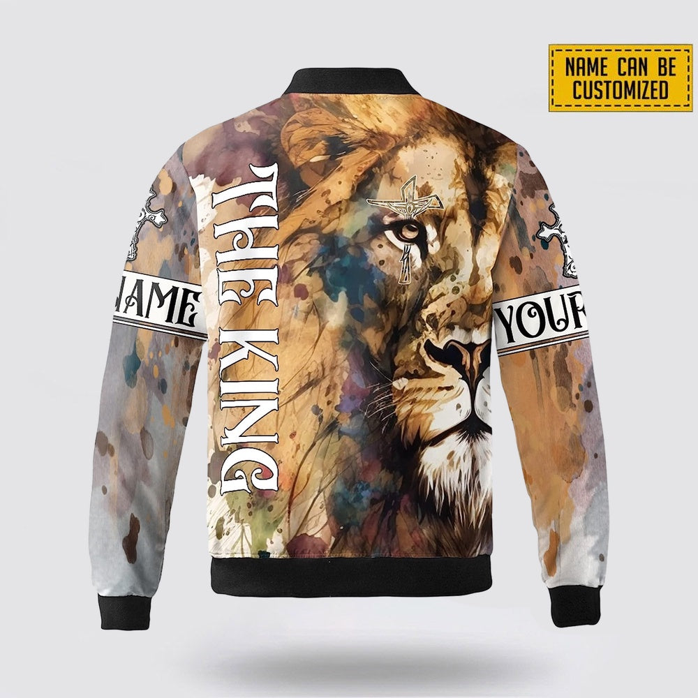 Personalized Name The Lion Half Christian Jesus Bomber Jacket For Men Women
